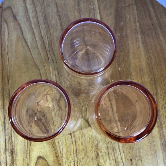 RARE Vintage Ribbed Pink Depression Glasses - Set of 3 - Picture 6 of 6